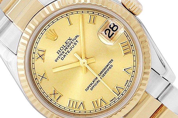 Rolex 31mm Midsize Datejust Two Tone Ladies Watch 78273 Champagne Dial Year 2001