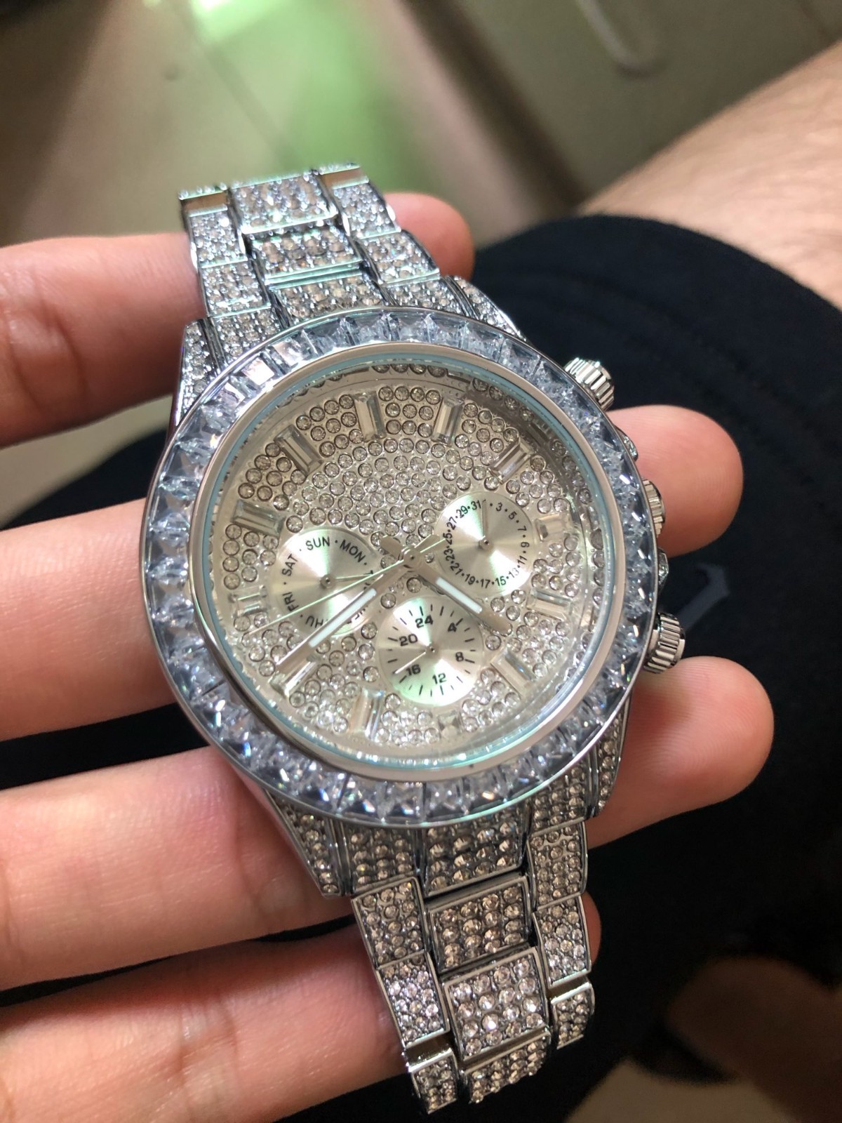 Hip Hop Luxury Silver Ice out Men’s Watch Iced King Bling Waterproof Cz Diamond