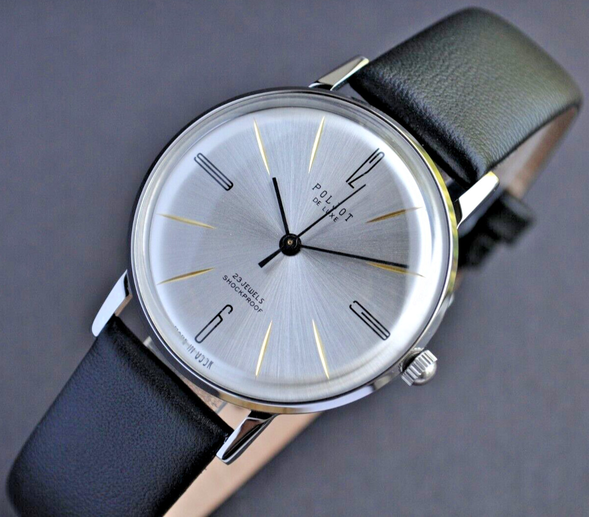 New POLJOT De LUXE New! Extra SLIM Watch Mens Vintag 1970 Case Stainless Steel