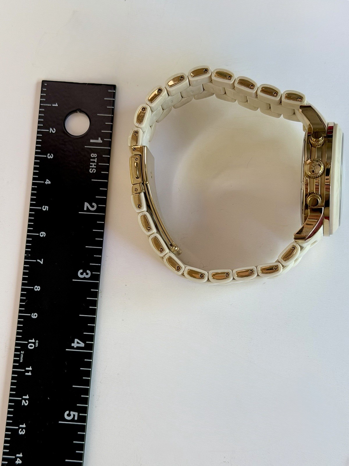 Michael Kors MK5145 White Ceramic Silicone Rose Gold Watch 38mm New Battery