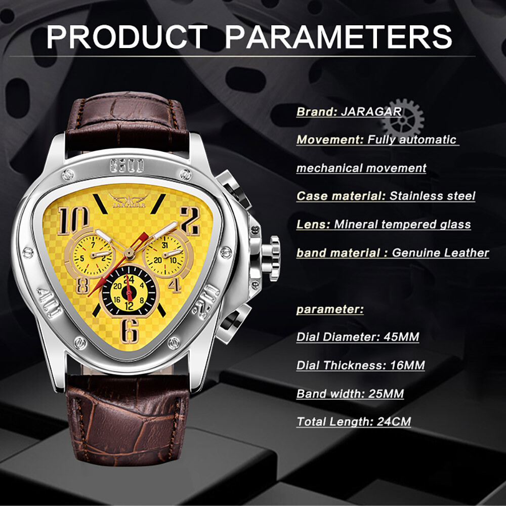 JARAGAR Geometric Triangle Men’s Sports Watch Automatic Mechanical Wrist Watches