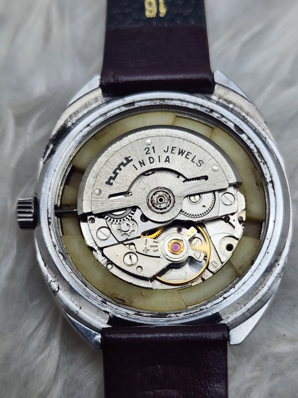 Vintage HMT Rajat Automatic 21 Jewels Day Date Men’s Watch India Cushion Case
