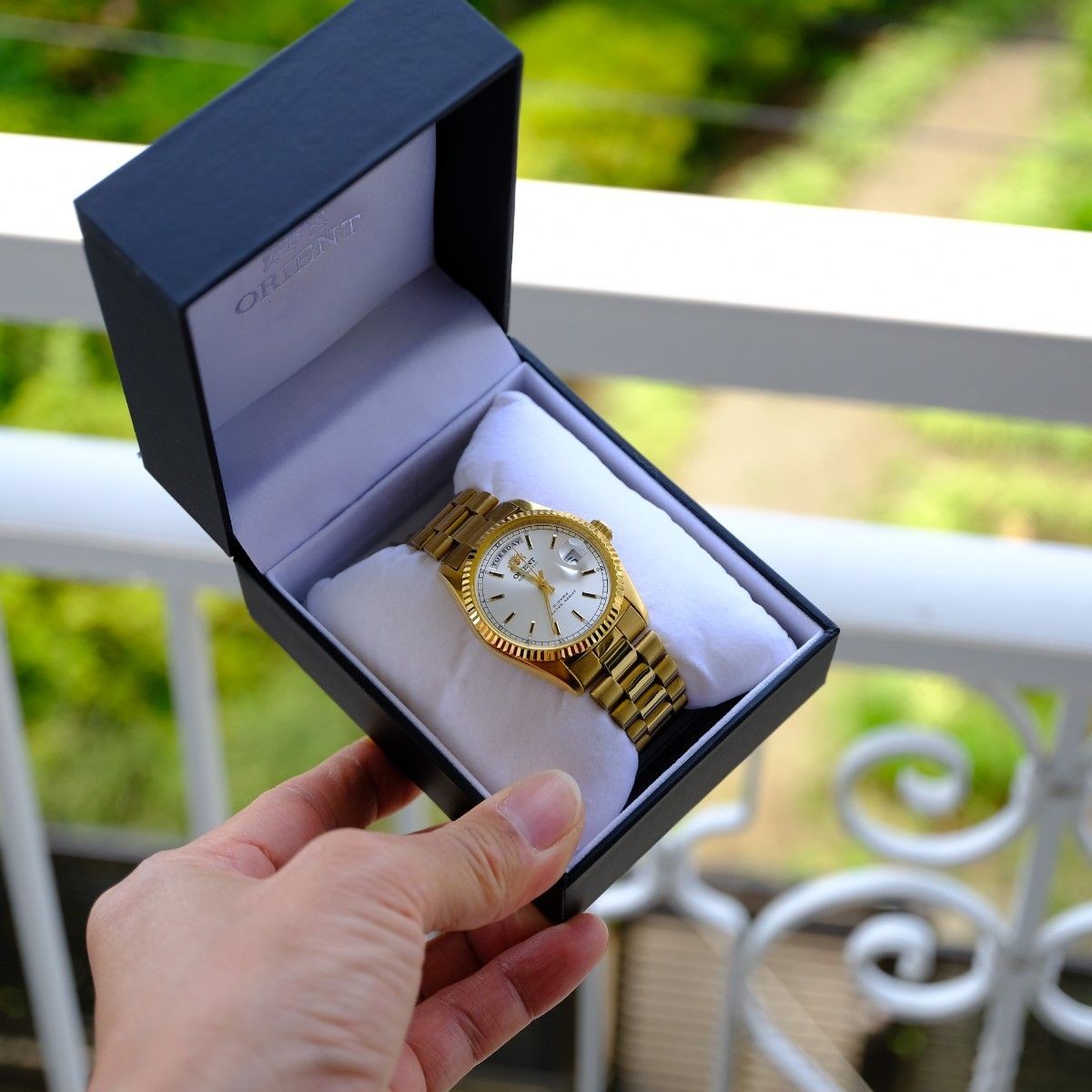 Orient President Day Date FEV03002WY Silver Dial Men`s Watch with Box