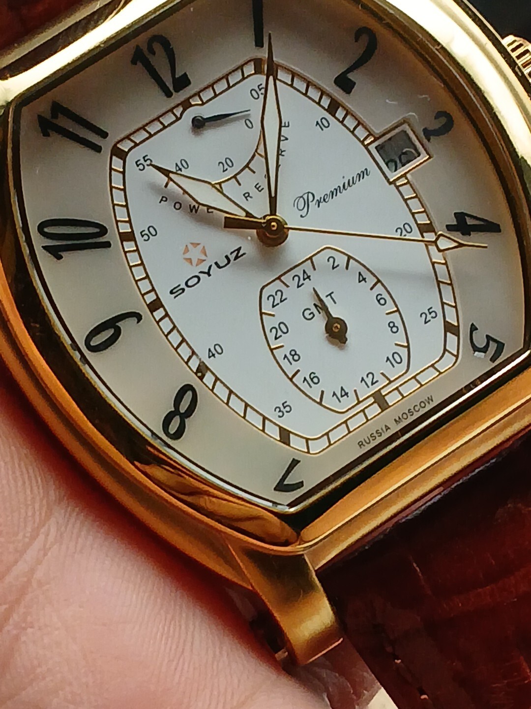 Soyuz Premium Skeleton Chronograph 23k Gold Pl Rare Model Automatic Movement Lux