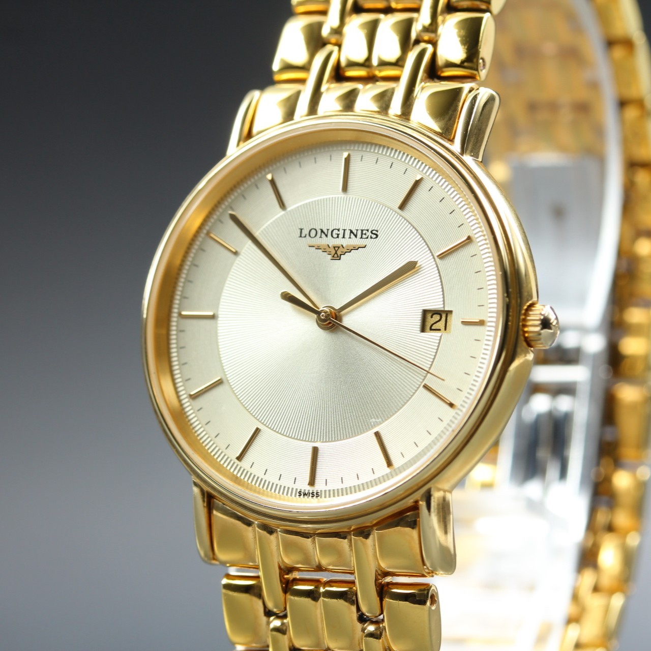 [Near MINT] Vintage LONGINES L4.720.2 Quartz Gold Date Bracelet 33mm Men’s Watch
