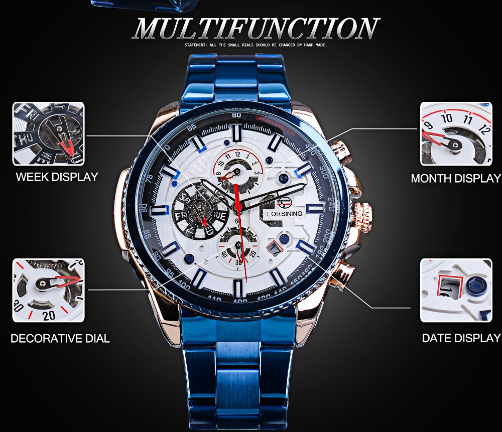 FORSINING Luxury Men Steel Waterproof Automatic Self-Wind Mechanical Wrist Watch