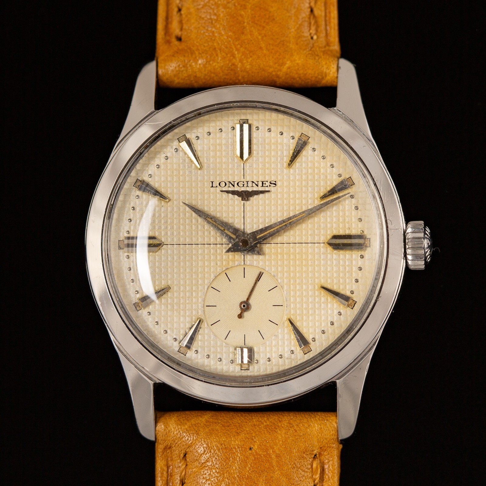 Vintage 1957 Longines Waffle Dial Cal 23Z Calatrava Watch Ref 6822-1 Serviced