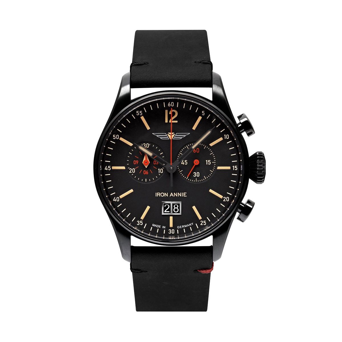 Men’s watch Iron Annie Flight Control Chronograph Quartz PVD black steel, 5184-2