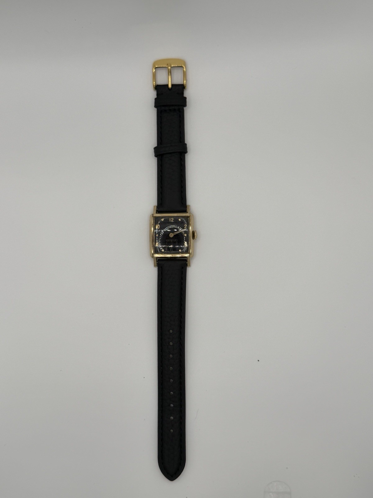 Vintage 1942 Hamilton Gary Black Dial 17J Manual Wind 10K GF Runs New Strap