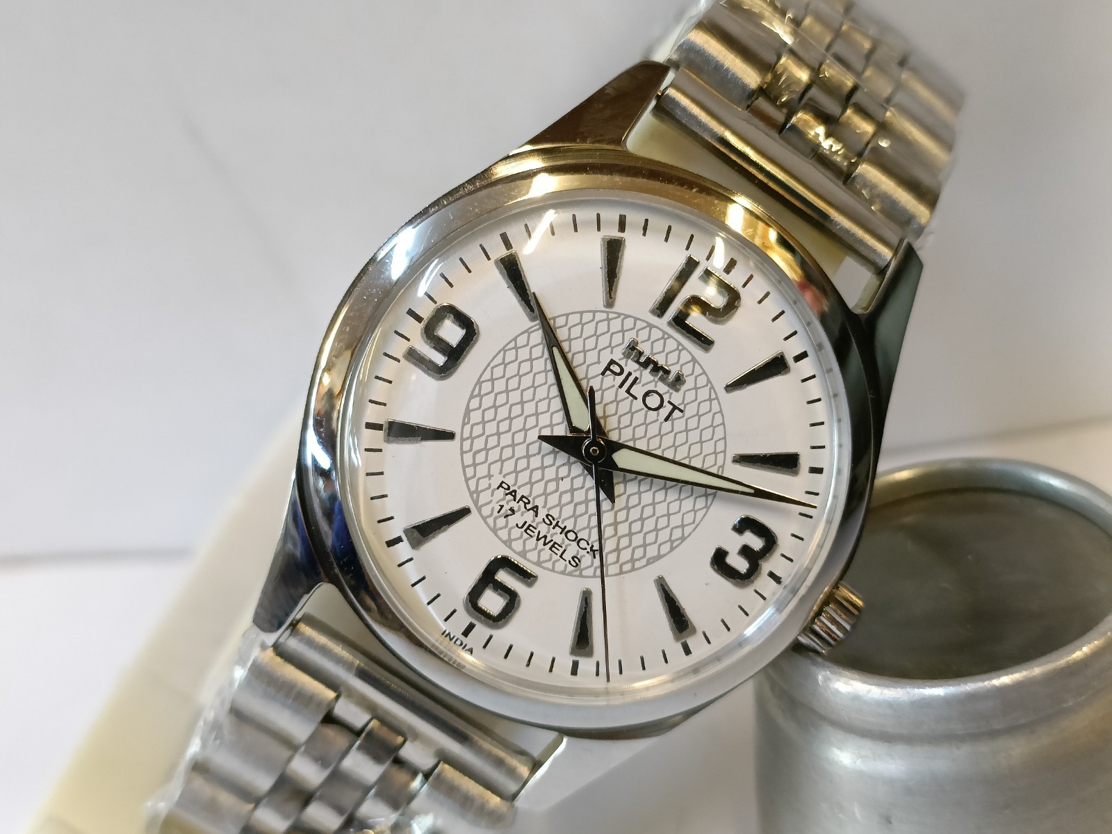REFURBISHED HMT PILOT 17J WINDING WHITE DIAL 0231 INDIA MEN’S WORKING CONDITION