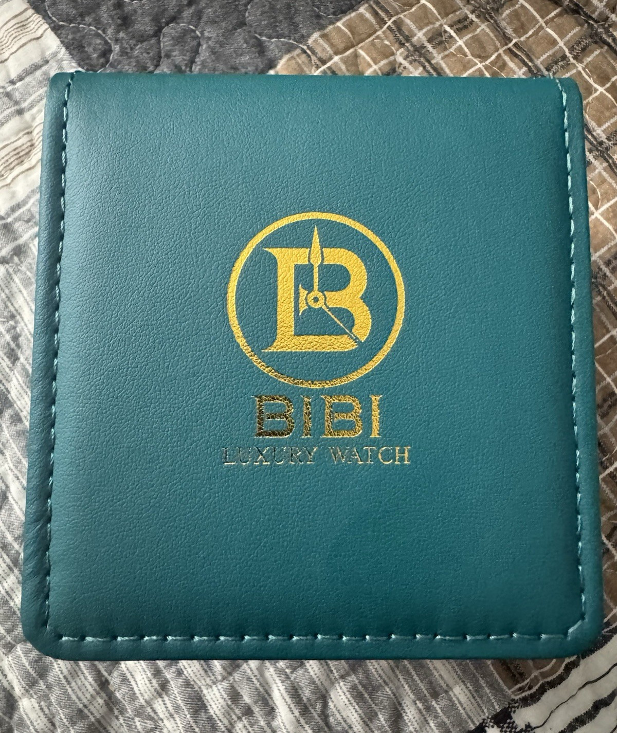 BIBI Luxury Watch Quartz Blue Tapisserie Dial Silver Case Blue Rubber w/ Box