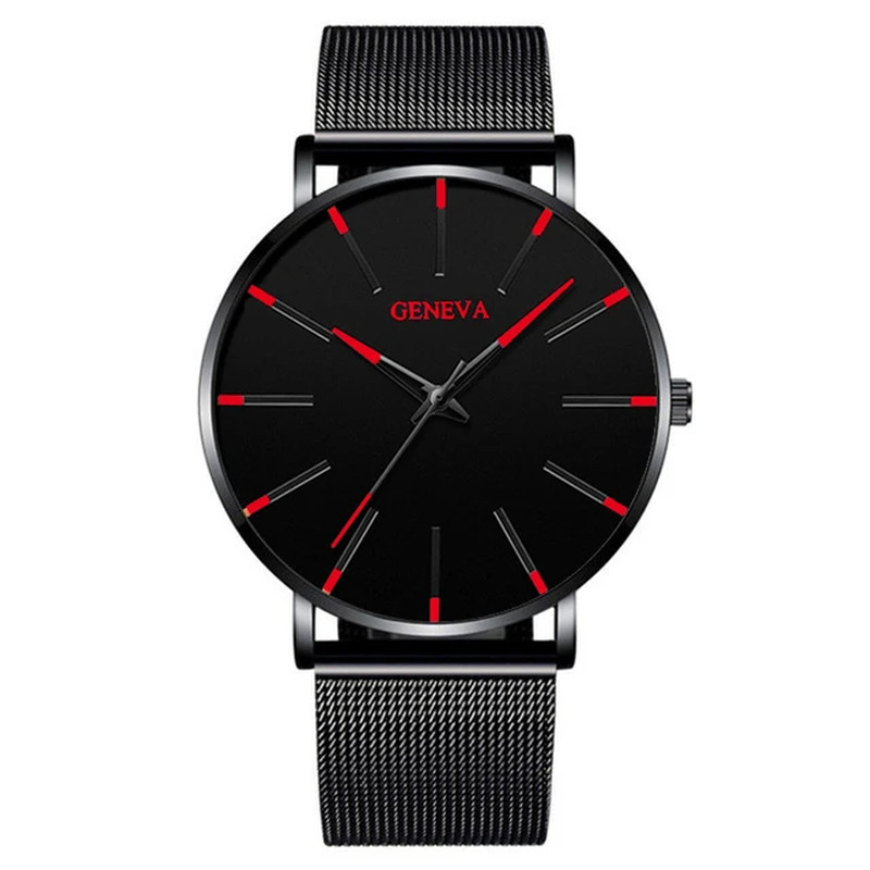 Minimalist Men’s Ultra Thin Quartz Watch with Mesh Strap – Business Style