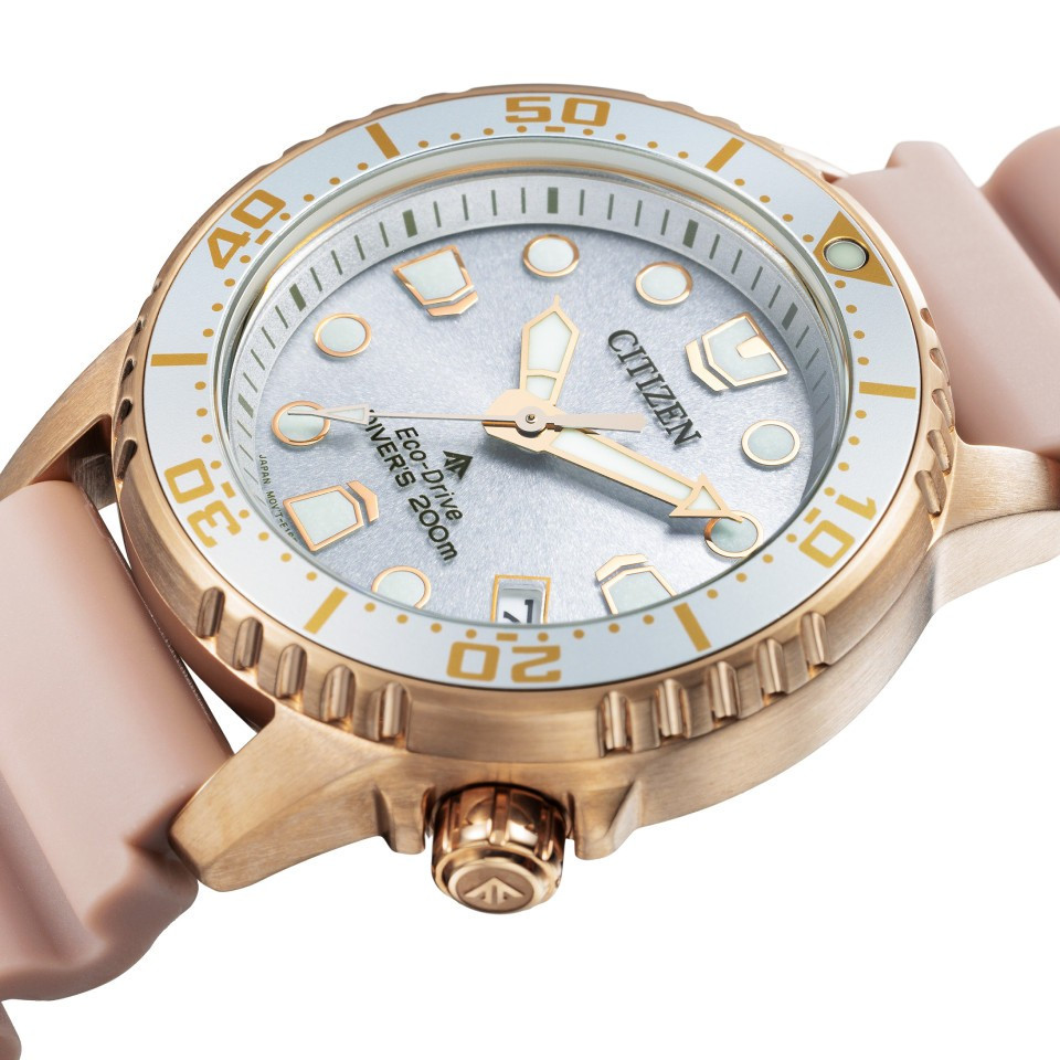 Citizen Eco-Drive Rose Gold Silver Dial Promaster Diver Women’s Watch EO2023-00A