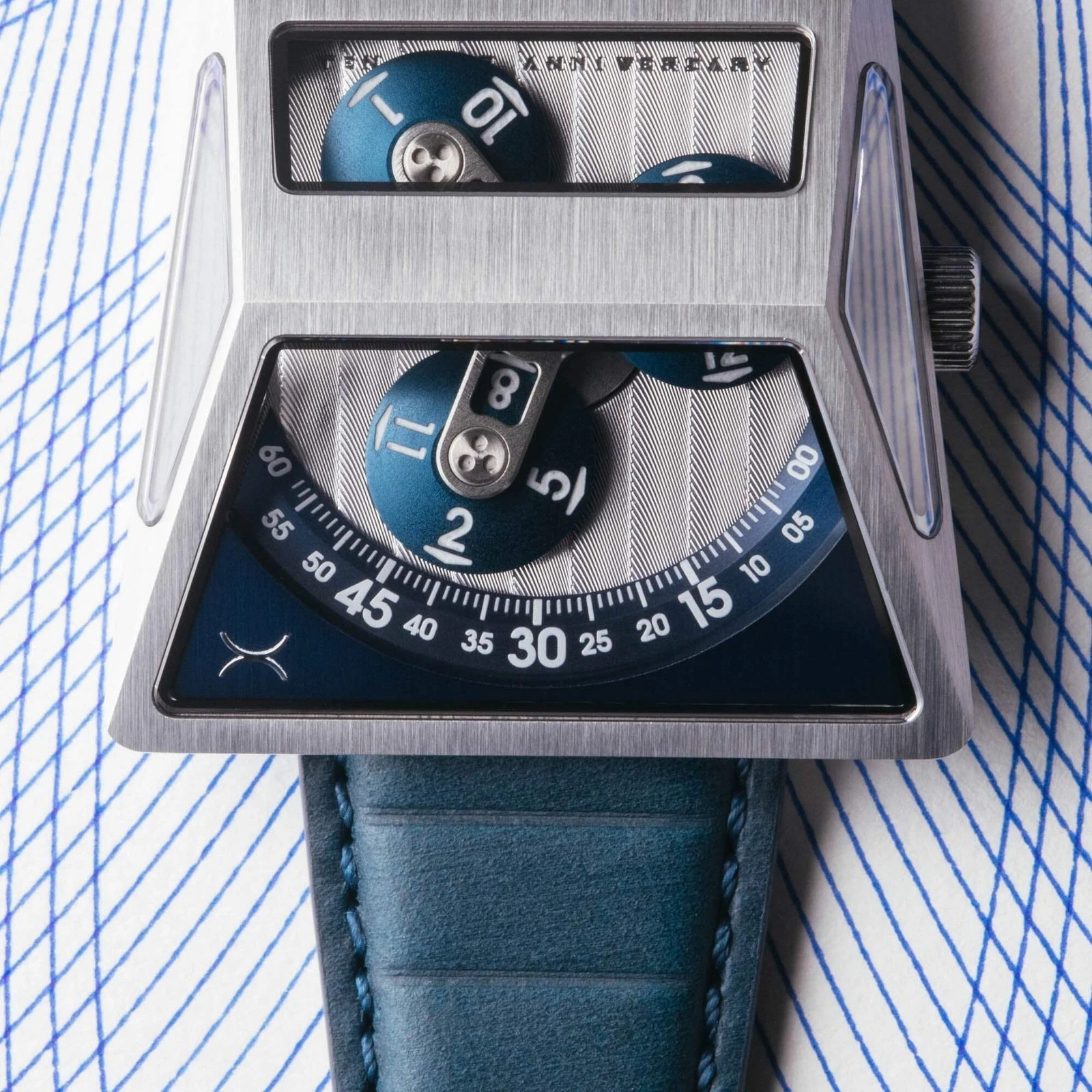 Xeric Vendetta X Wandering Hour Automatic Blue Steel Watch – Brand New