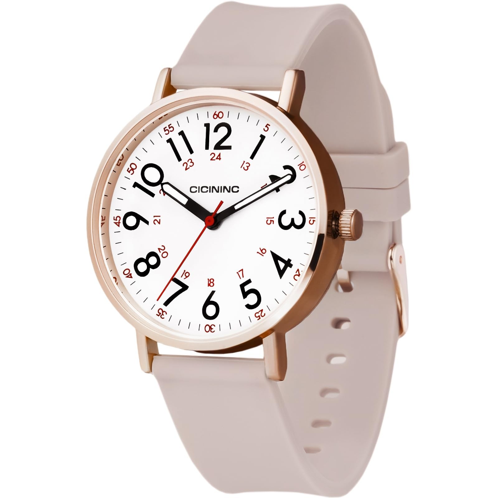 Nurse Watch for Women – Analog Nursing Timepiece with 12/24 Hour Format & Second