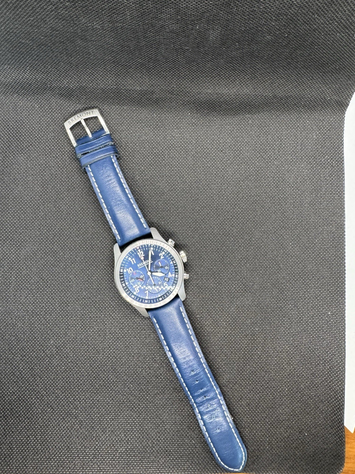 Bremont ALT1-P2 Auto Chronograph Date 43mm Blue Dial Leather Strap Box