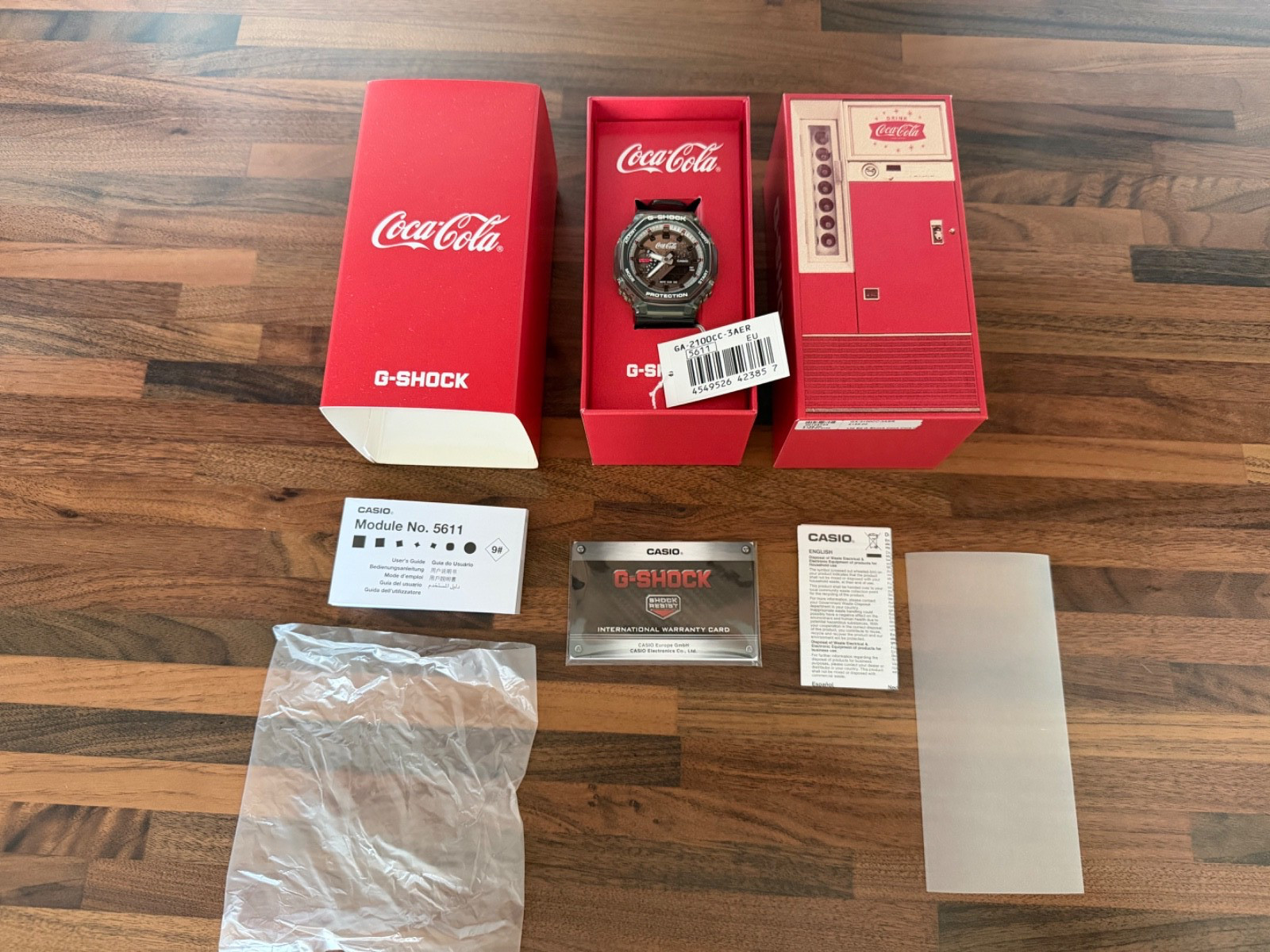 CASIO G-SHOCK x Coca-Cola GA-2100CC-3AJR. In Hand, With Box And Papers