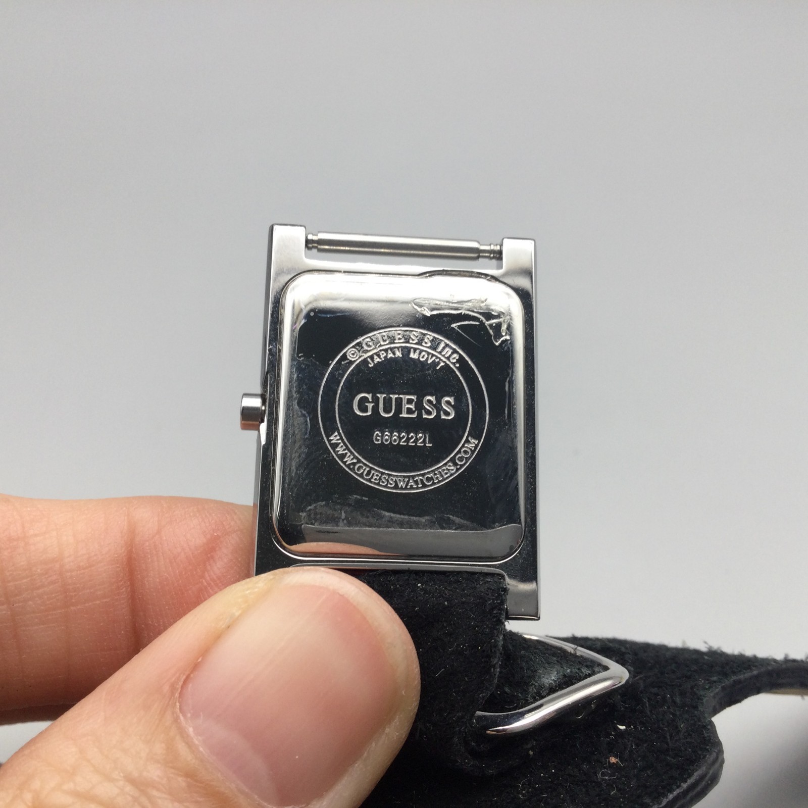 Guess Watch Women G66222L 22mm Silver Tone Bling Black Leather Band New battery