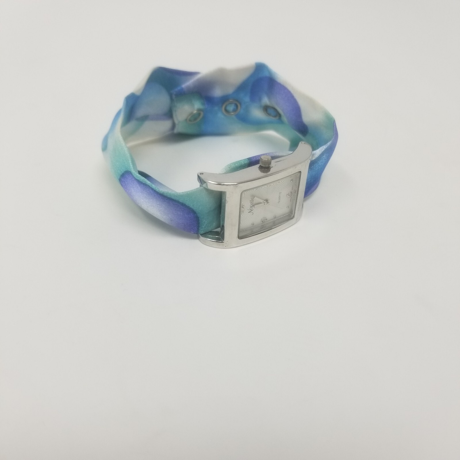 Novelle Blue Purple Bubble Patterened Fabric Braclet Snap Closure Women’s Watch