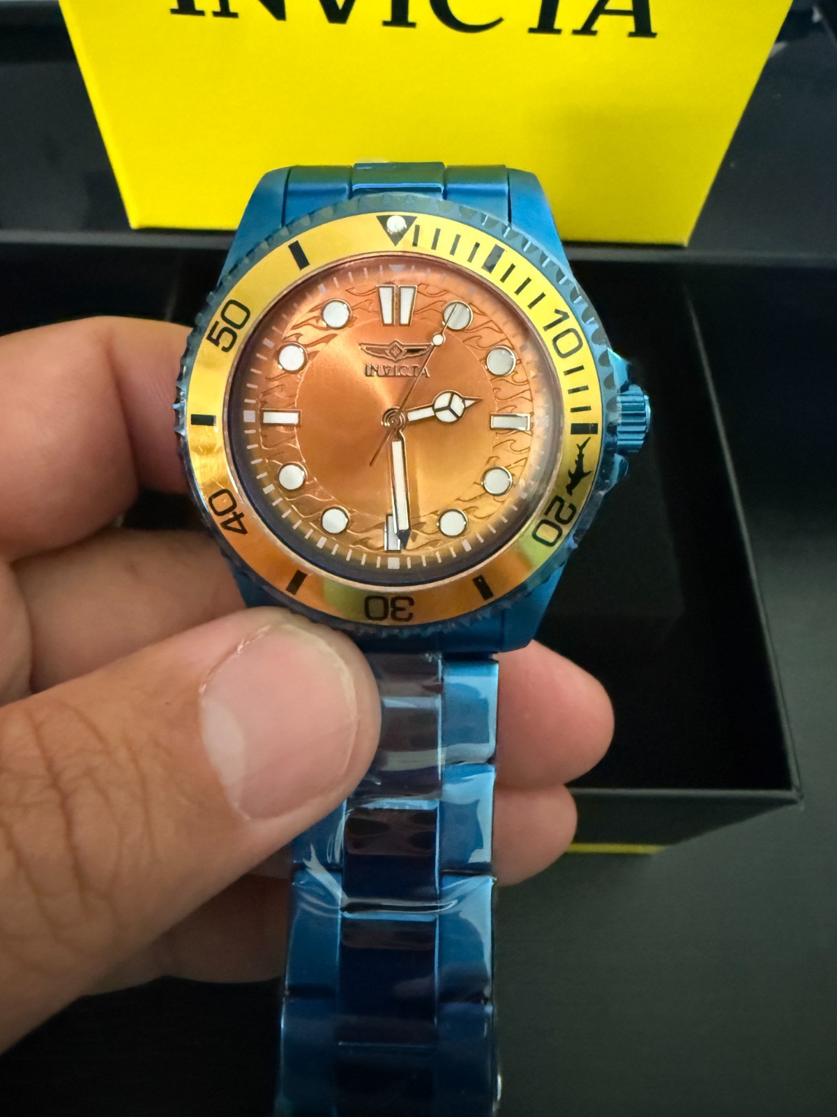 Invicta Pro Diver Men 43mm Stainless Steel Blue Brown+Yellow+Gradient dial 50964
