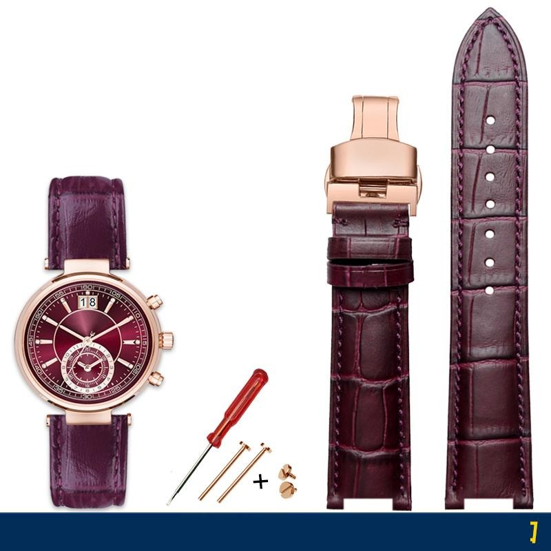 Fashion Notched Cowhide Watch Strap for Michael Kors Watch Mk6985 6986 Mk2425 /