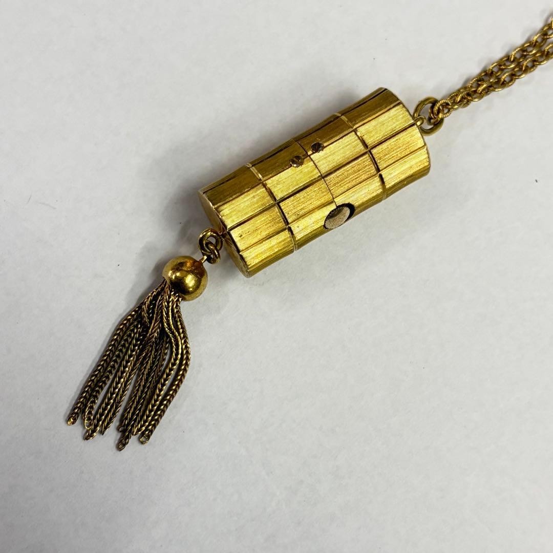 FRECO Hand-Wound Pendant Watch Necklace Gold Cylinder Slide Open/Close