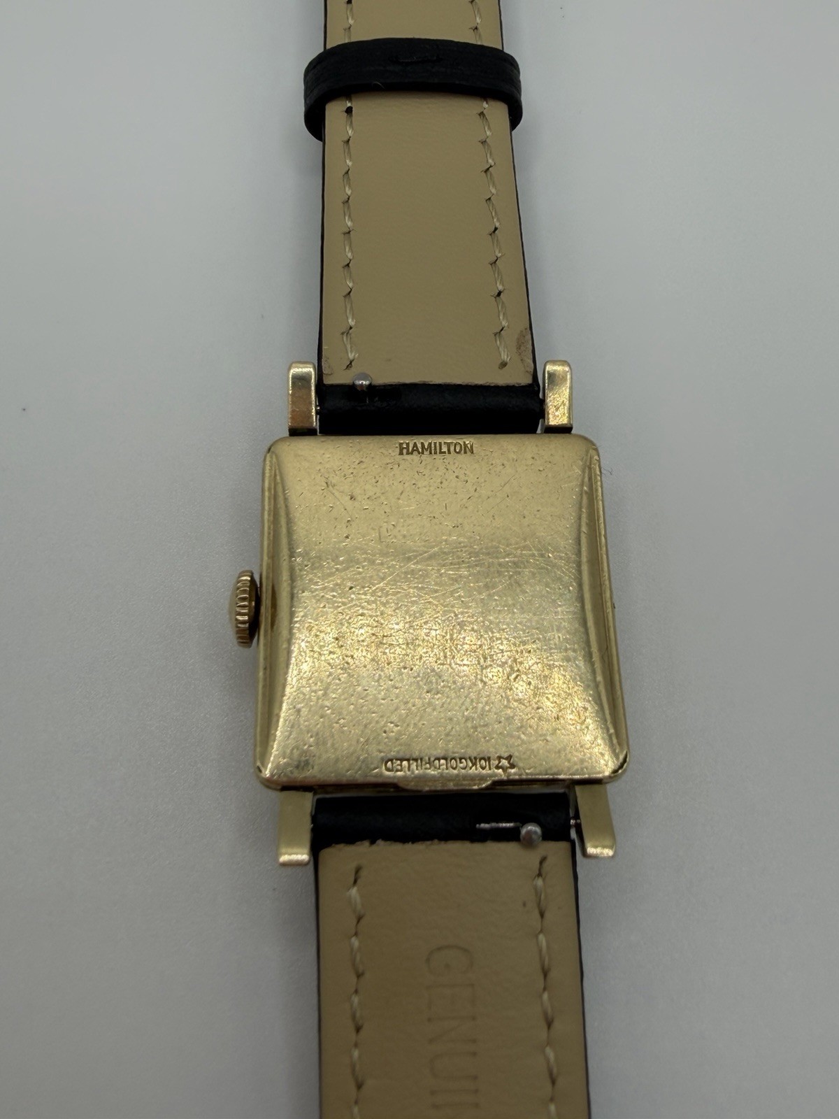 Vintage 1942 Hamilton Gary Black Dial 17J Manual Wind 10K GF Runs New Strap