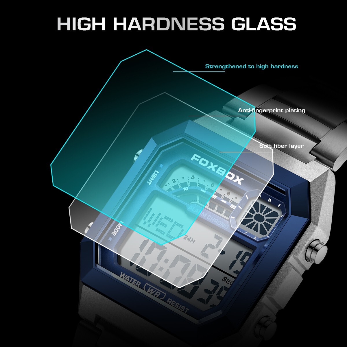 2025 Men’s Watch Military Stainless Steel Digital Luminous Waterproof Wristwatch