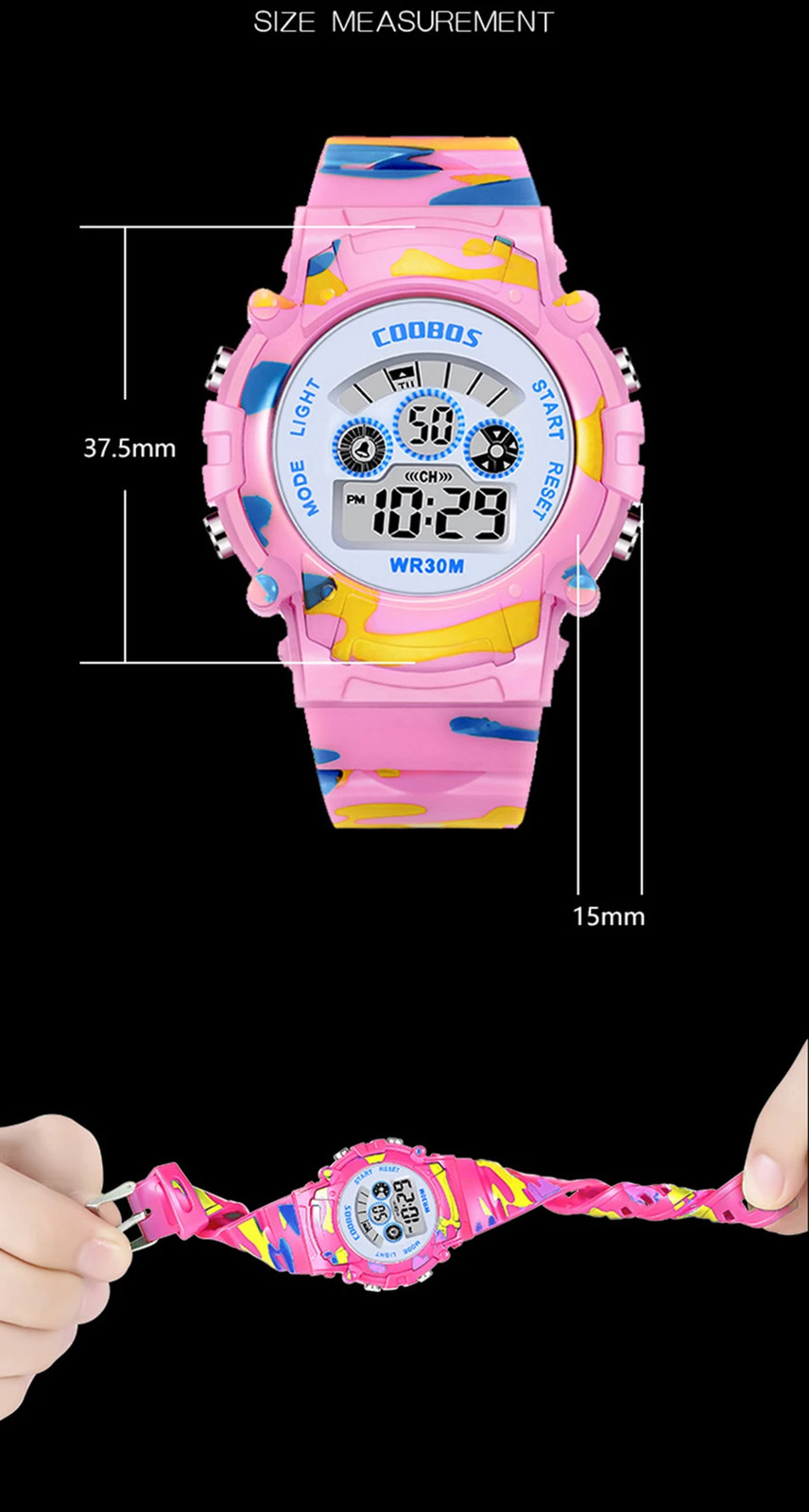 Kids Digital Sport Watch LED Waterproof Luminous Multifunction Wristwatch