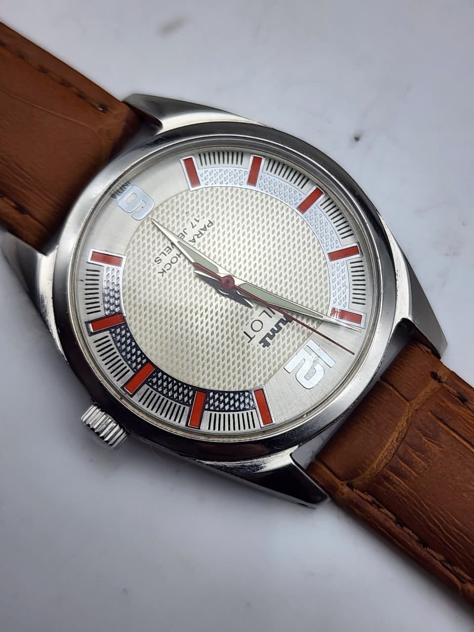 HMT Pilot Mechanical Watch Para Shock 17 Jewels Classic Hand Winding Wristwatch