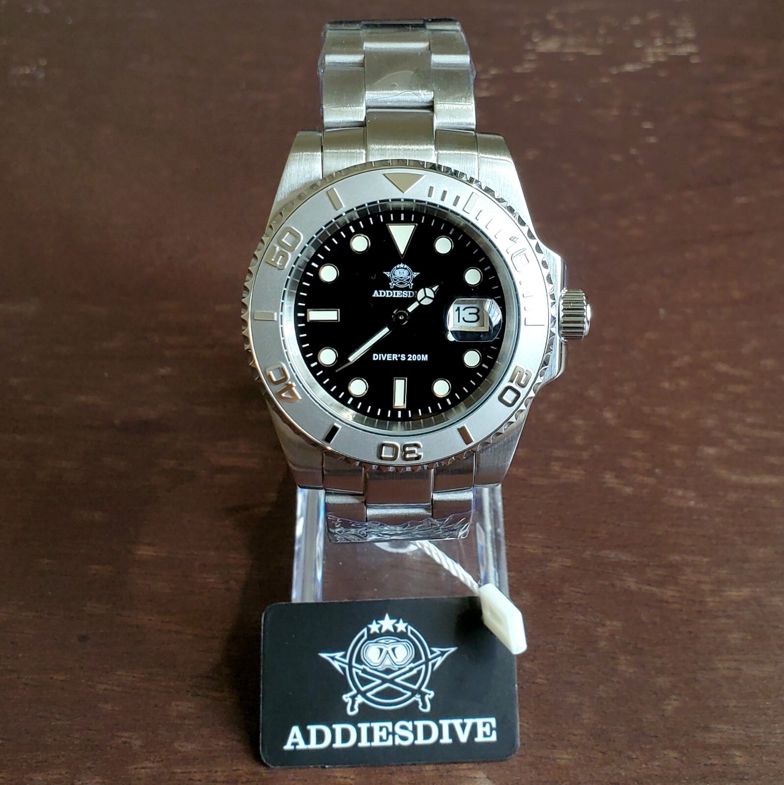 Addiesdive QUARTZ Dive Watch Silver Bezel Bracelet 41mm MY-H3 200m