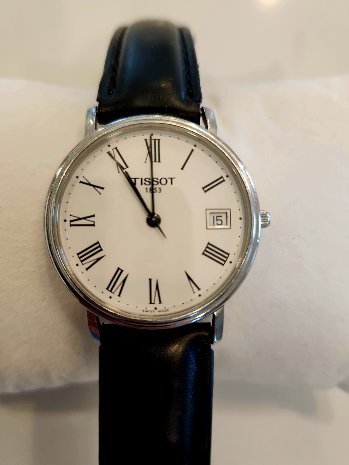 Tissot White Men’s Watch with Black Leather Strap – T870/970 + Bonus Strap