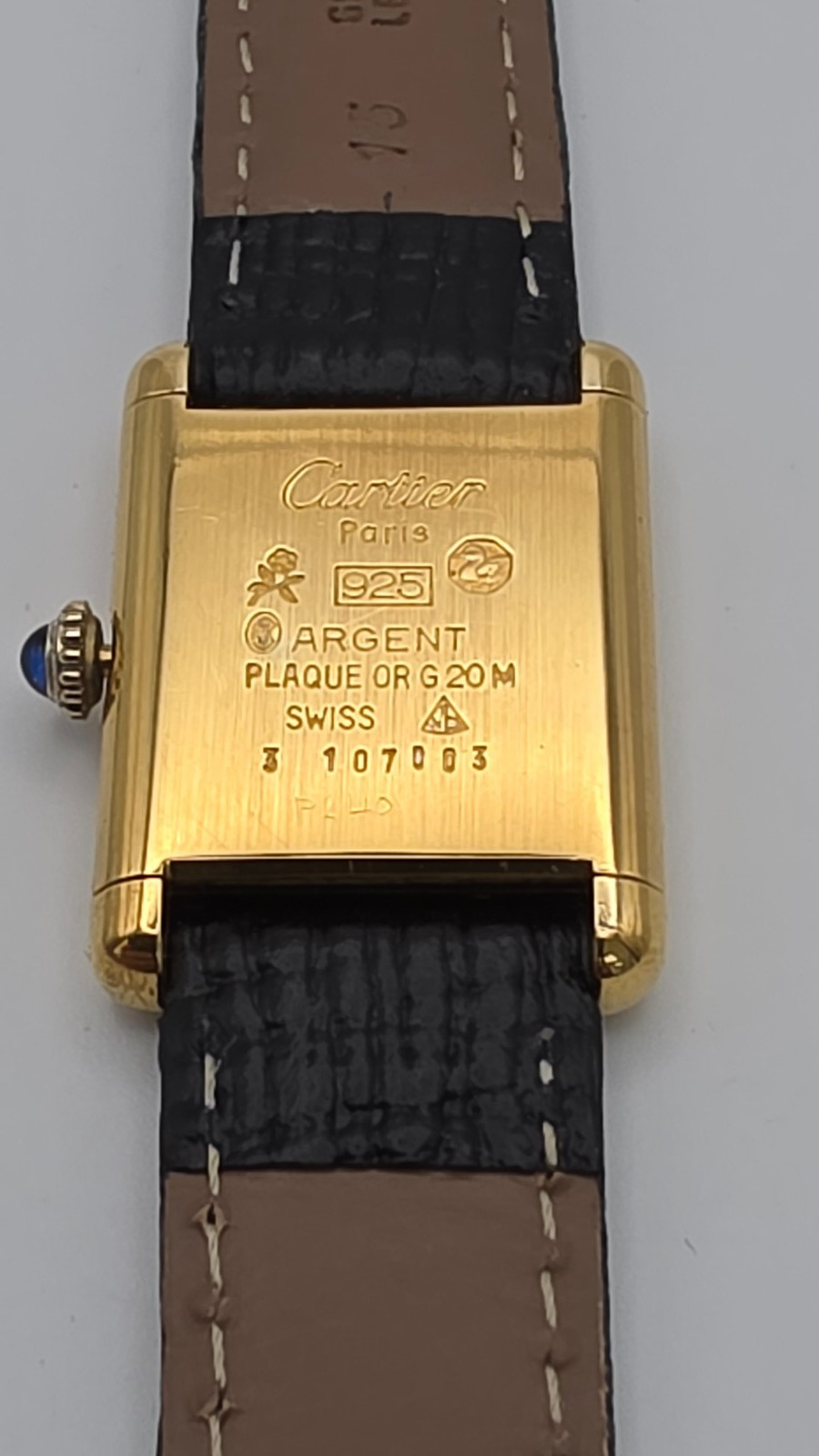 Must de Cartier Tank 18ct Gold on Sterling Silver Lady’s Watch in Cartier Box.