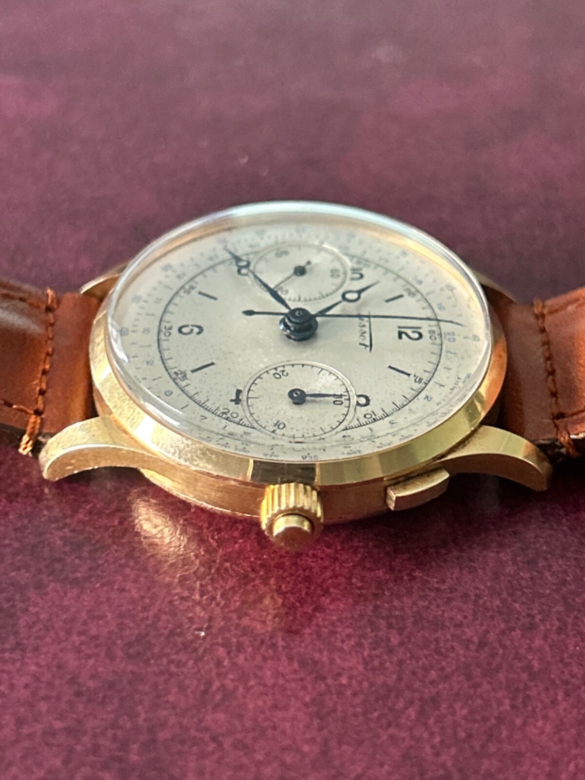 Tissot Chronograph Monopusher Rose Gold 18K Vintage Rare Cal. Lemania 15cht