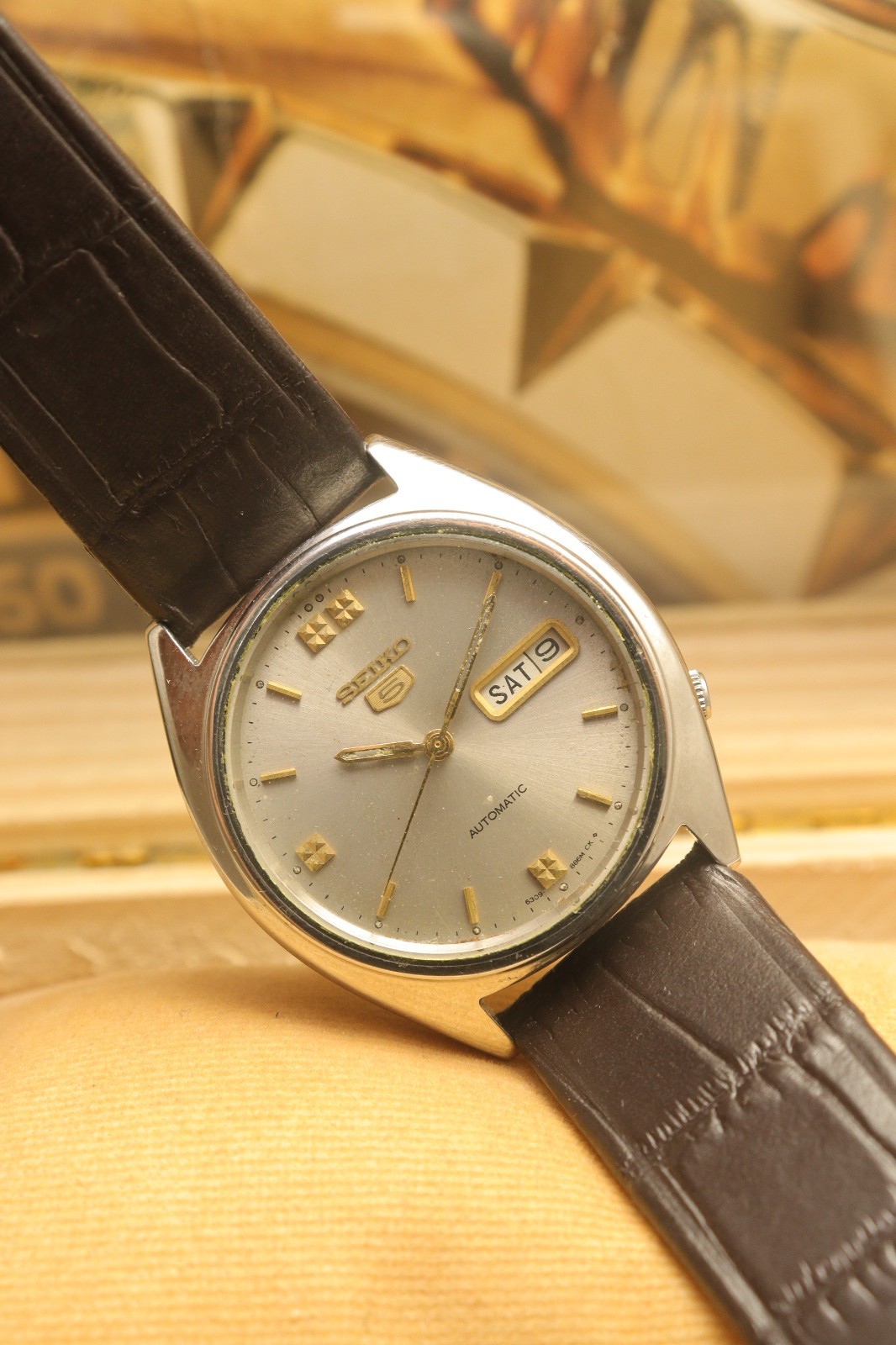 Vintage Seiko 5 Automatic Gray Dial Wrist Watch For Men’s Japan Movement 6309.