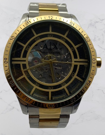Refurbished Luxury Armani Exchange Skeleton Look Automatic Two-Tone Wristwatch