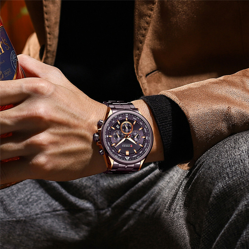 CURREN Men Watches Luxury Brand Steel Chronograph Wristwatch Male Business Watch
