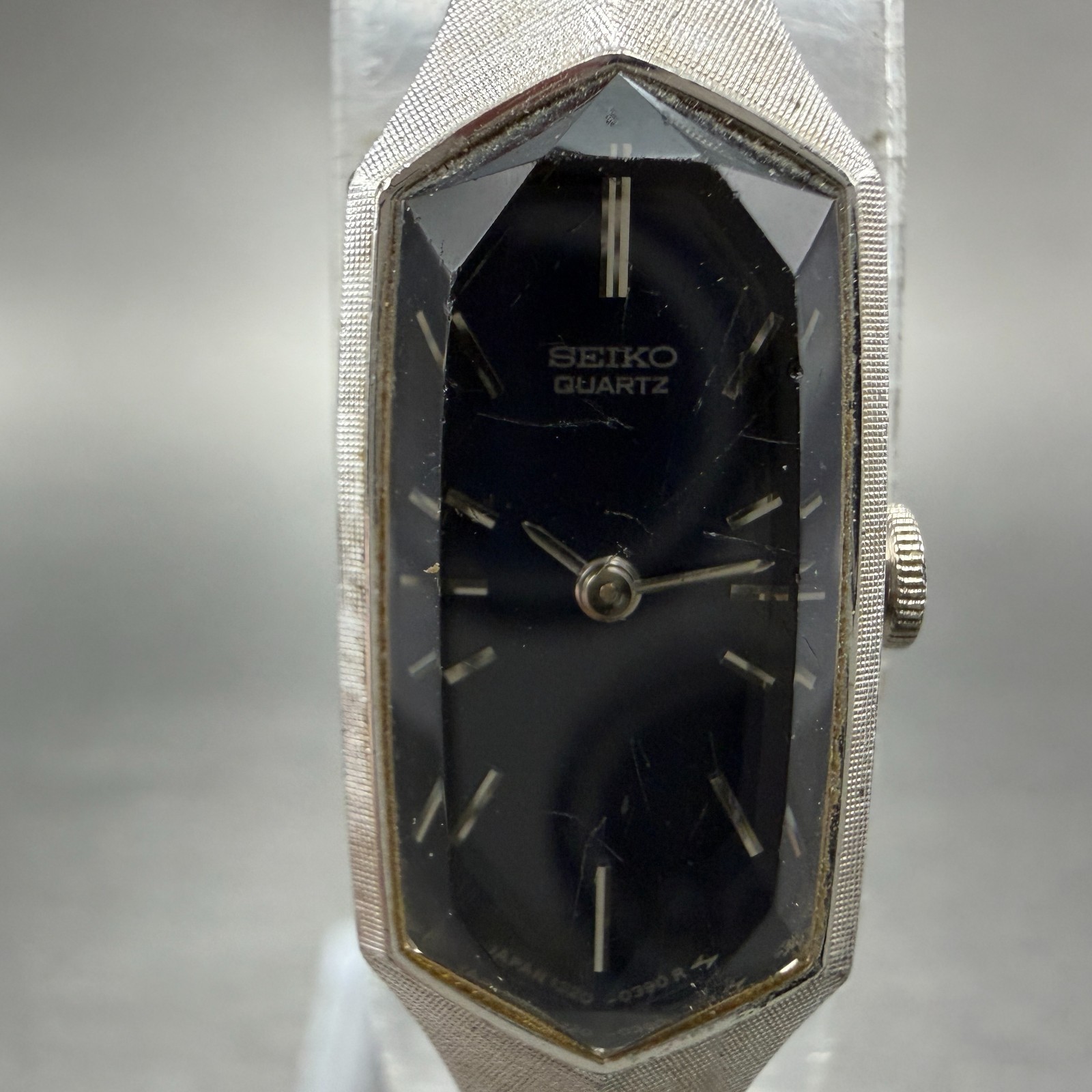 Seiko Watch Women 13mm Blue Dial Silver Tone Octagon 1320-5339 New Battery VTG