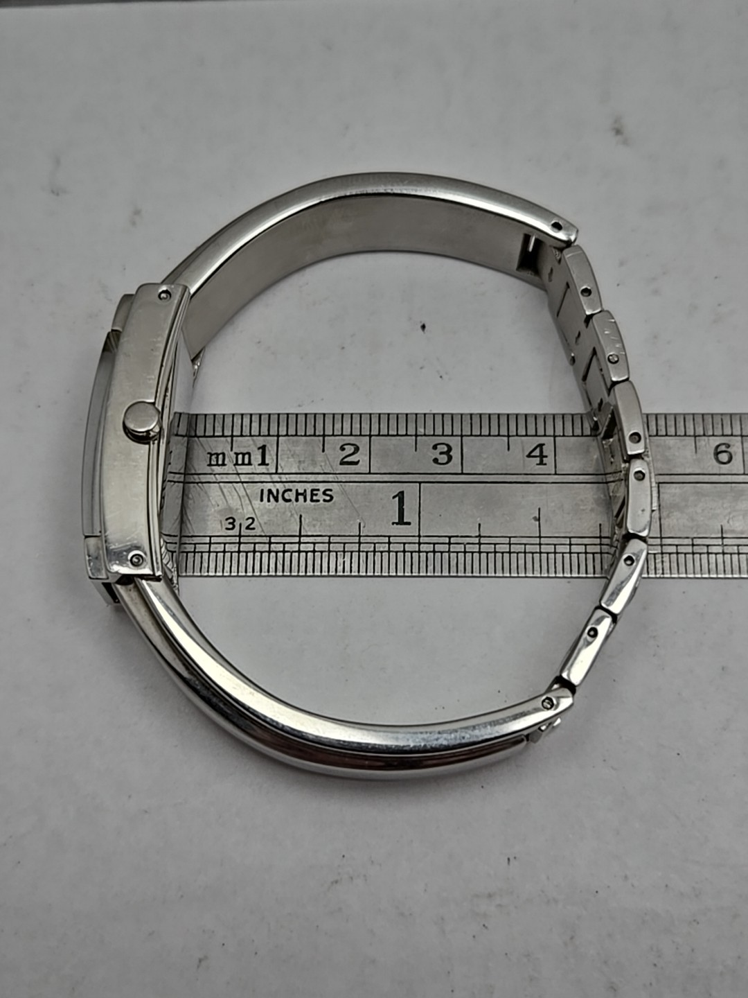 Womens Kenneth Cole Watch 15mm Silver Tone Cuff Bangle Band New Battery
