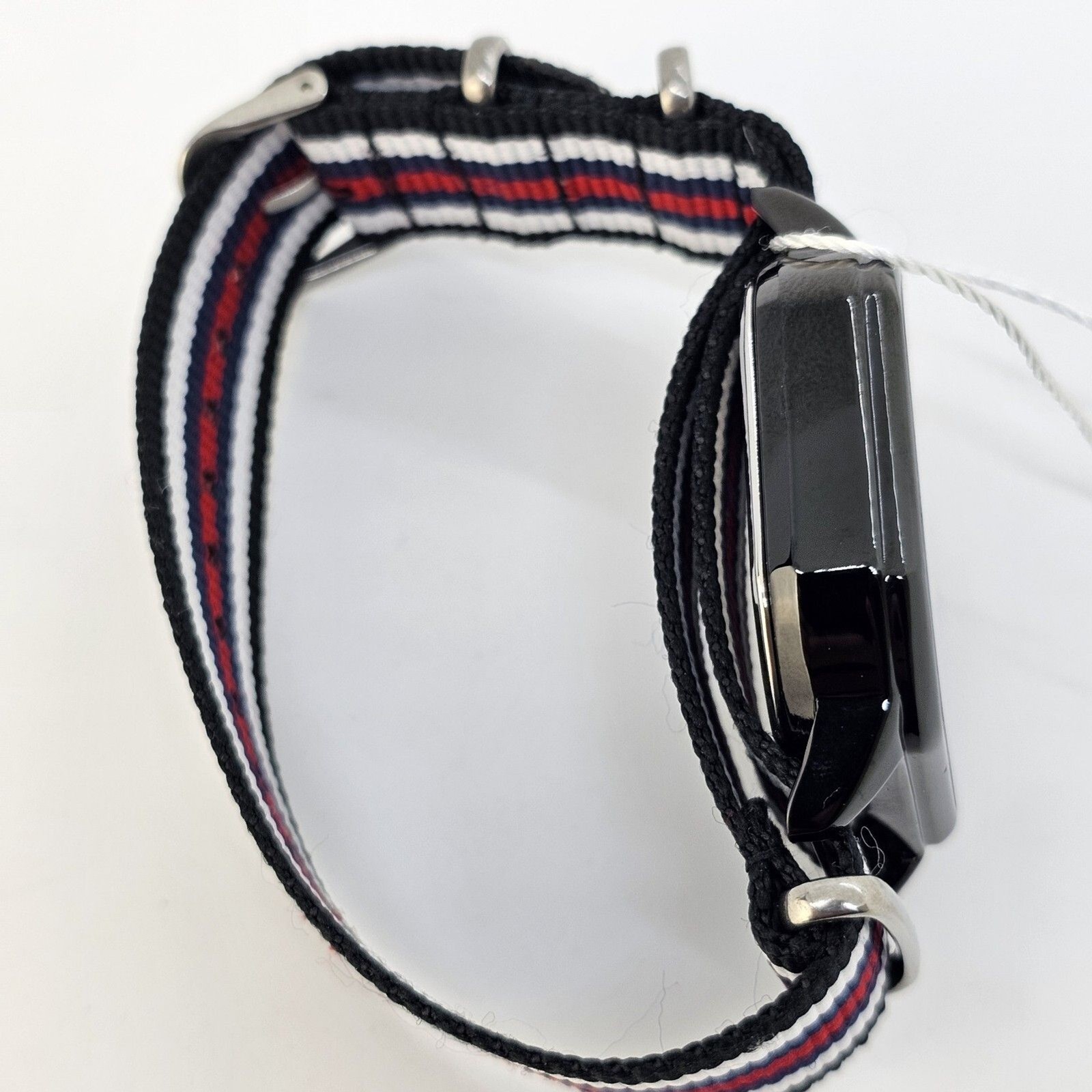 42MM Men’s Watch Black Dial Date Navy Blue Red White Black Canvas Band Strap
