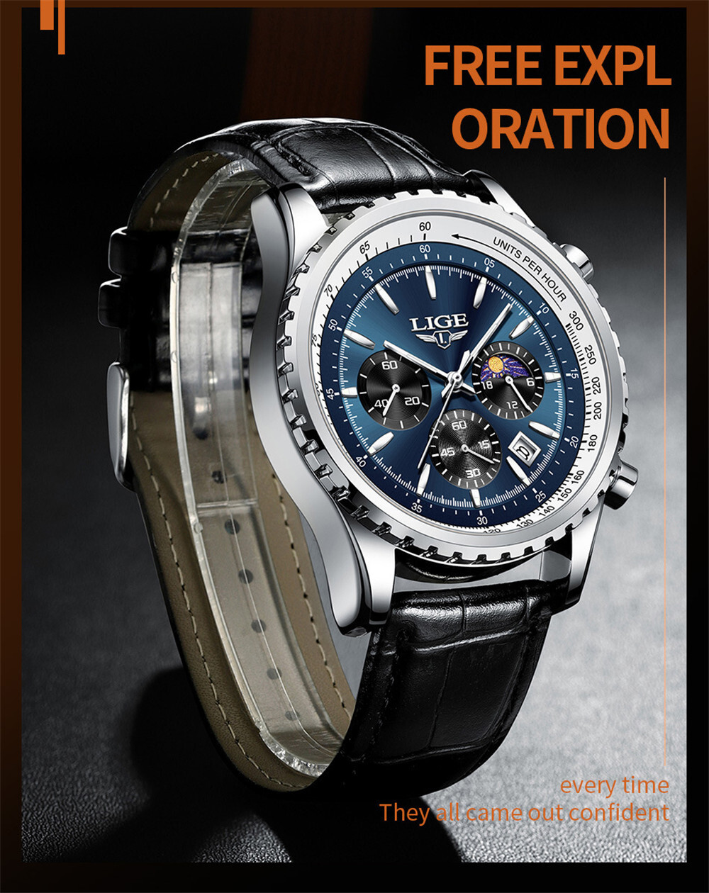 LIGE Men Business Watch Top Brand Luxury Men Wrist Watch Casual Leather Watches