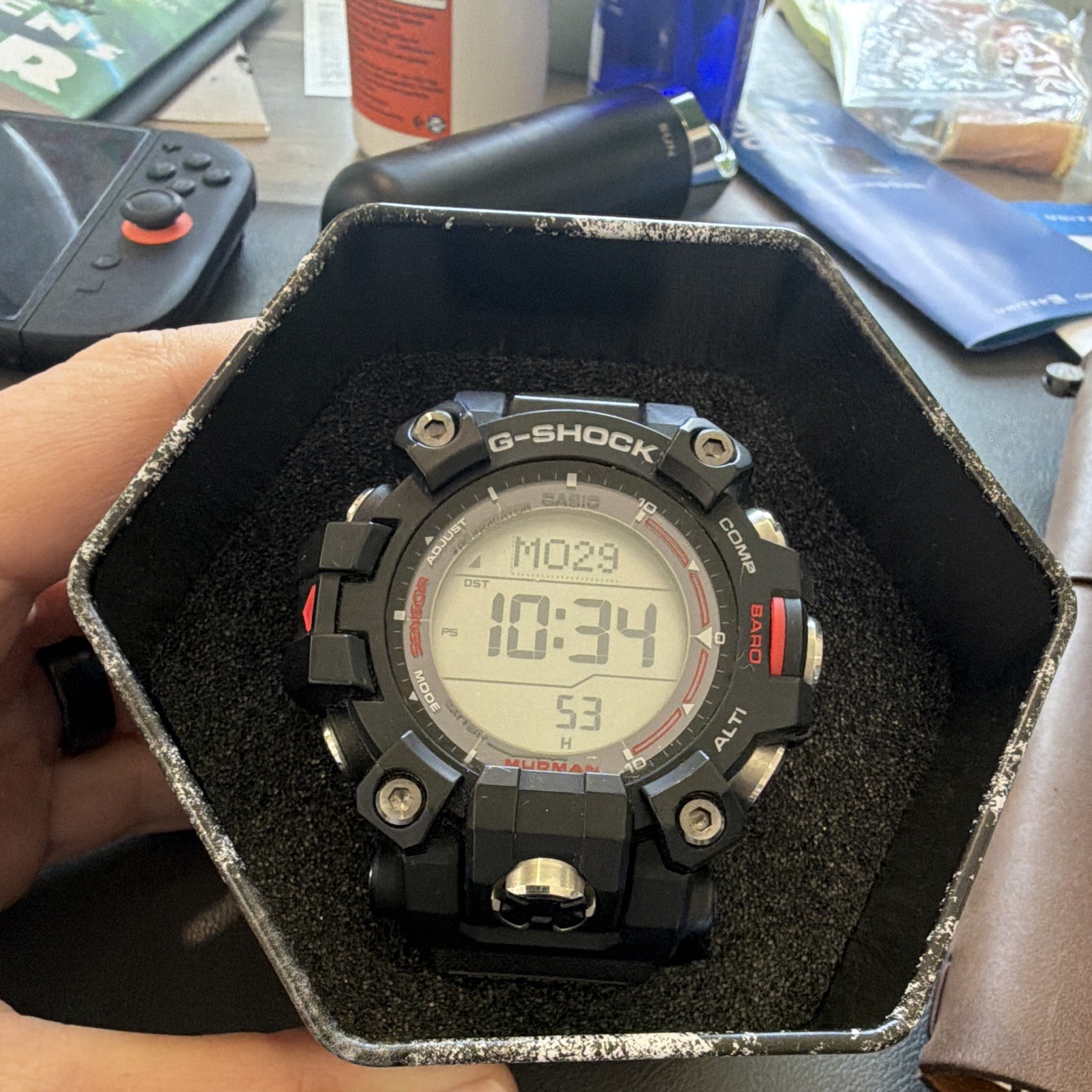 Casio G-SHOCK Mudman Digital ABC Sensors 200m 50mm Black Resin Strap w/ Tin