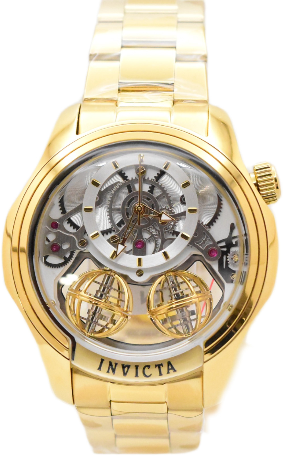 Invicta Specialty Twin-Axis Men’s 46mm Quartz Watch Gold Skeleton Dial 48900