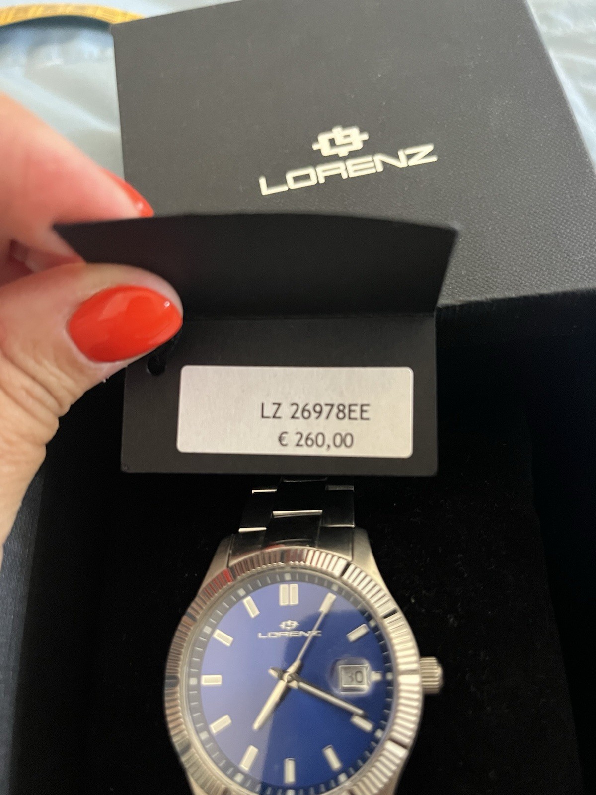 Lorenz LZ26978EE Silver/Blue Dial Men’s Wrist Watch With Box
