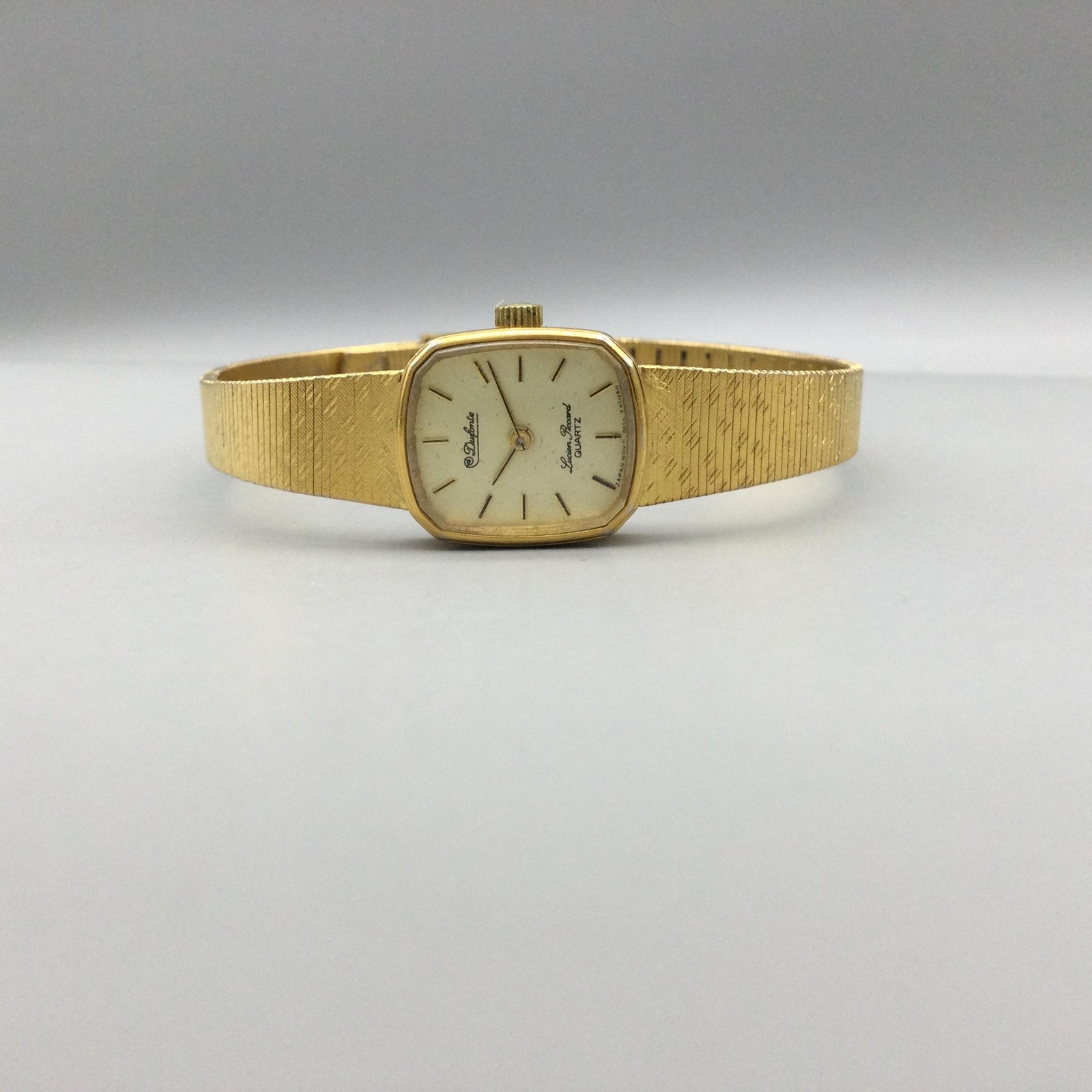 Vintage Dufonte Lucien Piccard Womens Watch 16mm Gold Tone New Battery 7.5″