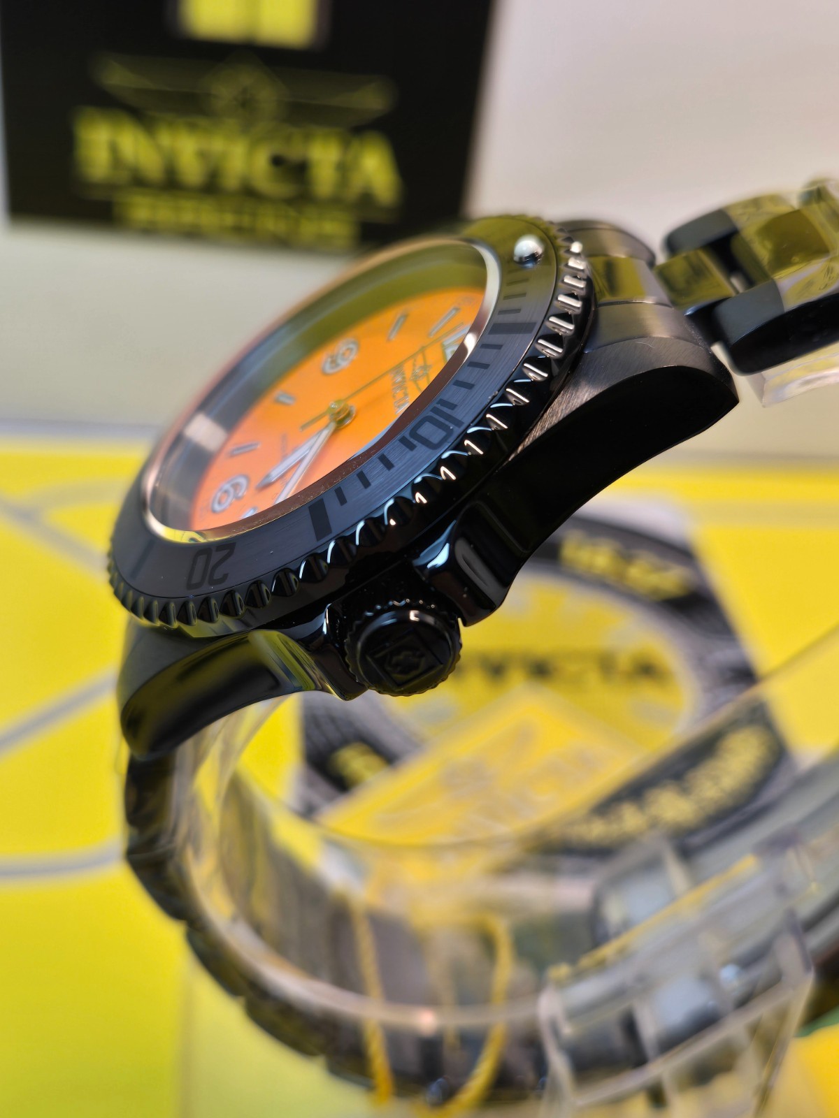 Invicta Specialty Men’s Watch 41mm Black with Black Bezel & Orange Dial NEW
