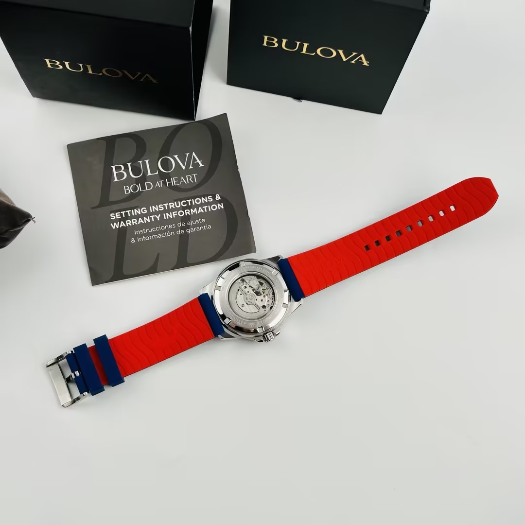 Bulova 98A225 Marine Star Automatic White Dial Silicon Strap Men’s Watch New