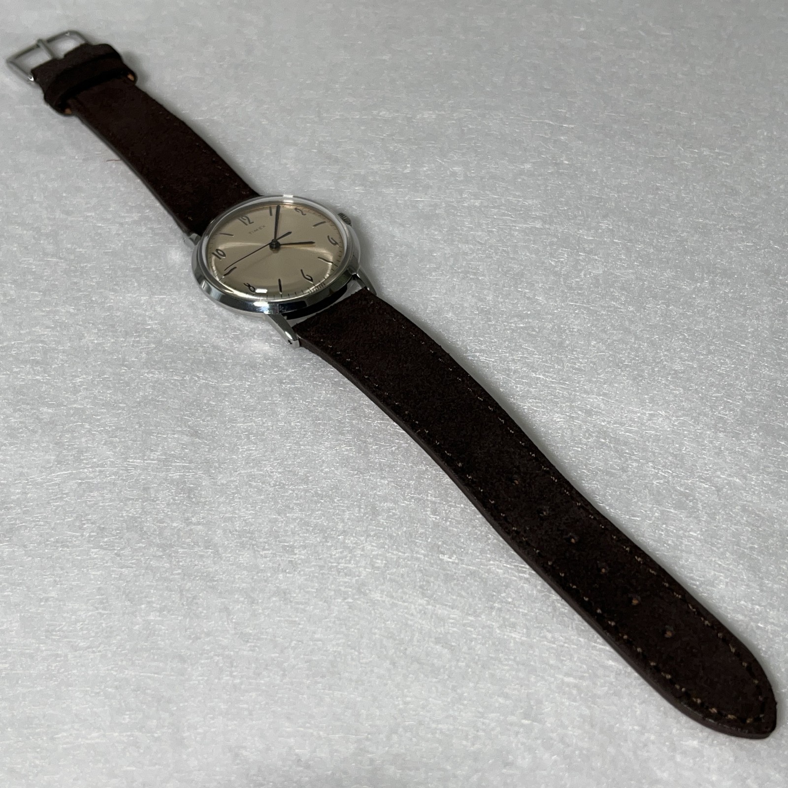 2017 Timex Marlin 1965 Reissue Handwound + Fluco Germany Suede Leather Band New