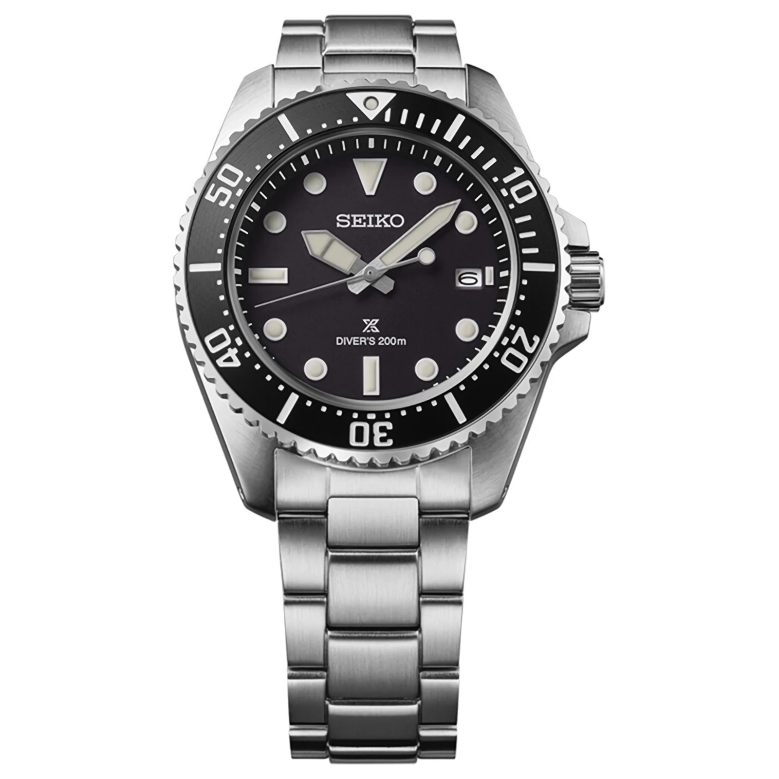 SEIKO Prospex SNE597P1 Solar Black Dial Date Display Stainless Steel Diver Watch