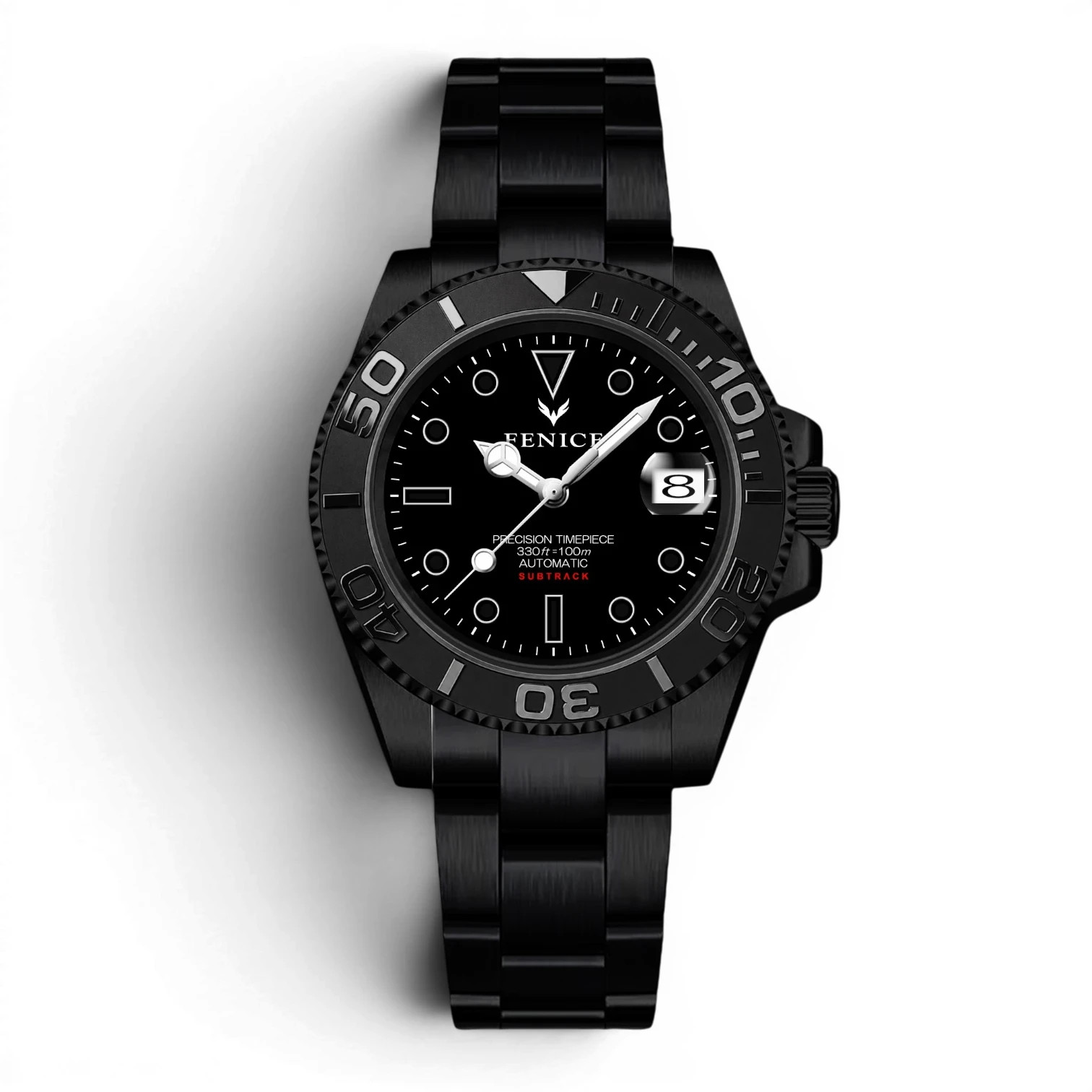 Fenice Subtrack SEA Automatic Watch 10ATM Miyota Black Dial & Case 40mm